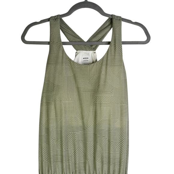 Prana Kamen Dress Green Striped Sleeveless Tank Racerback Stretchy Dress Large L - Picture 3 of 15